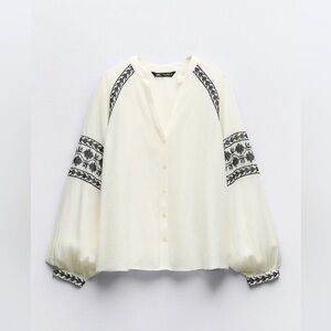 Zara - Embroidered Blouse - Size Small - NWT
